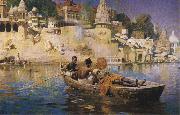 Edwin Lord Weeks The Last Voyage-A Souvenir of the Ganges, Benares. oil painting artist